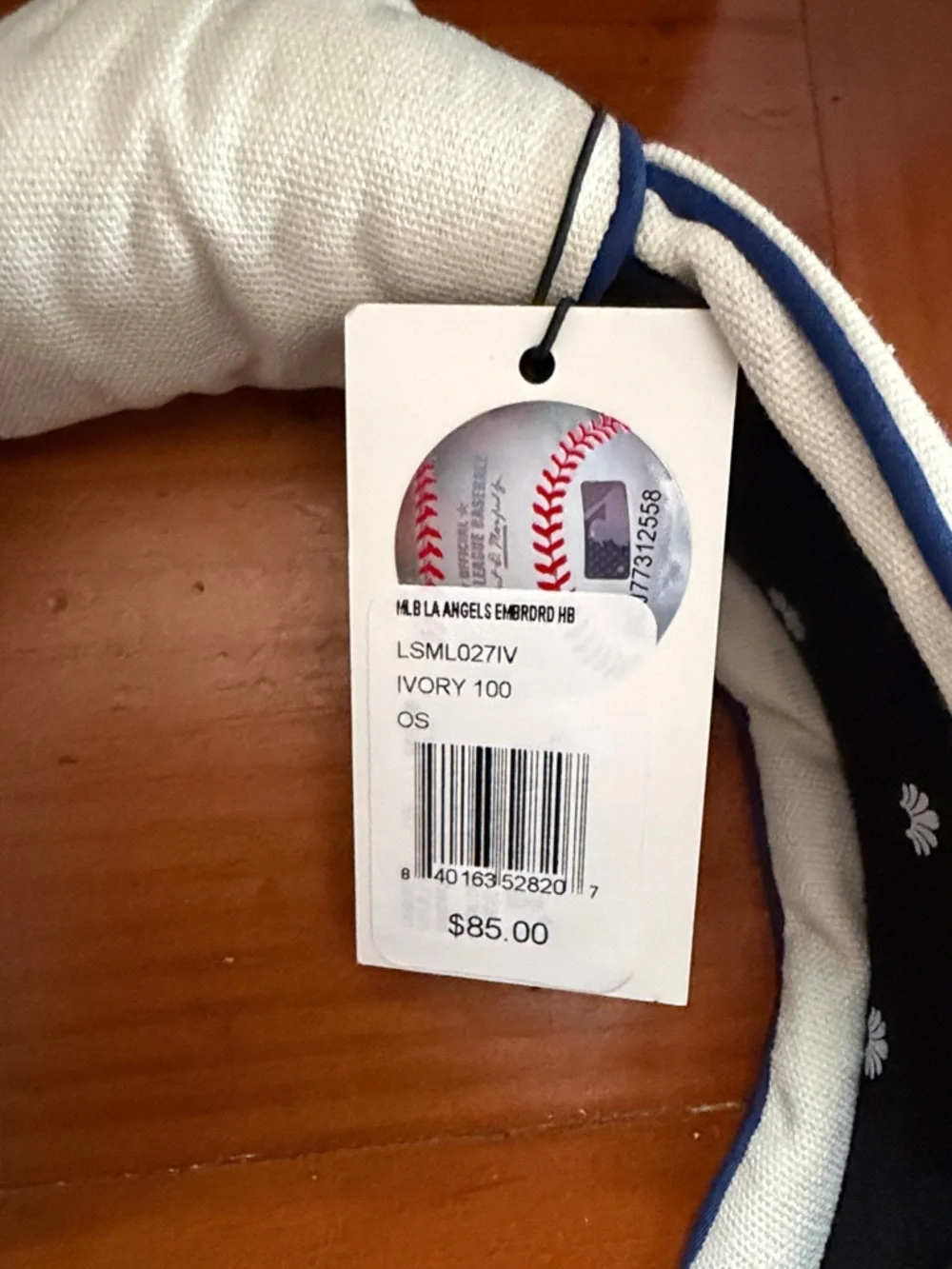 Lele Sadoughi MLB Los Angeles Angels Cream and Blue Piped Fangirl Headband::NWT